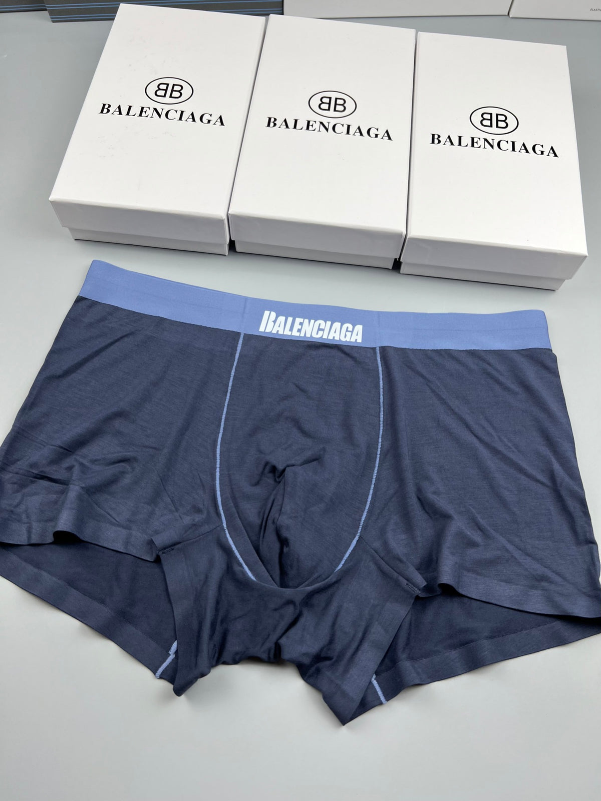Balenciaga Black Red Contrast Waist Seam Boxer Briefs, image 3