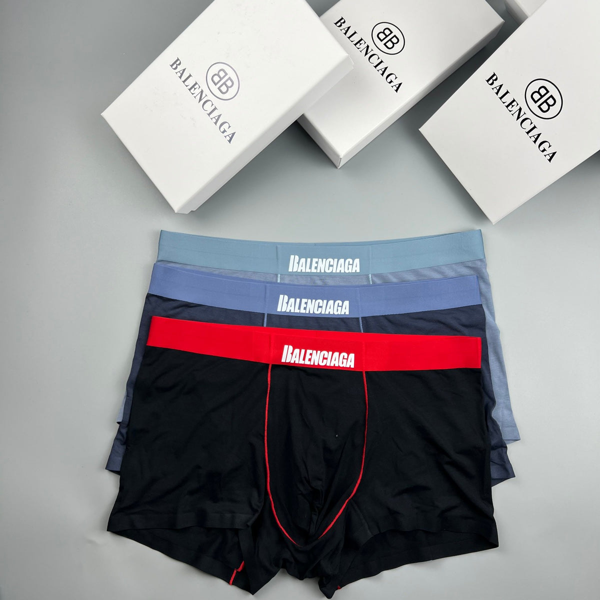 Balenciaga Black Red Contrast Waist Seam Boxer Briefs, image 7