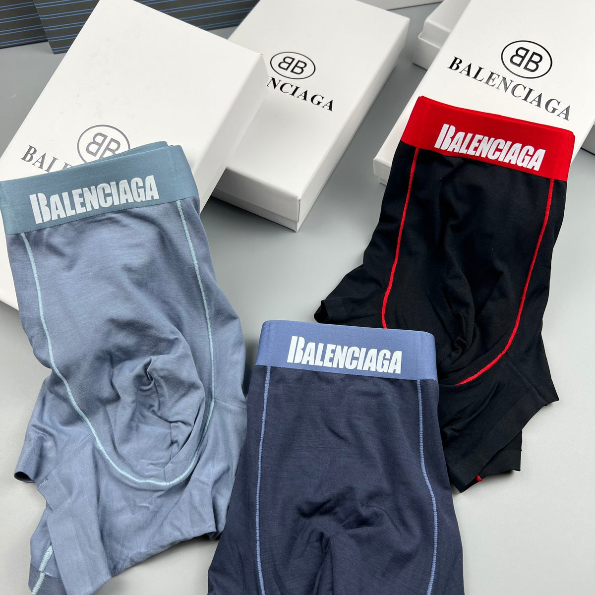Balenciaga Black Red Contrast Waist Seam Boxer Briefs, image 8