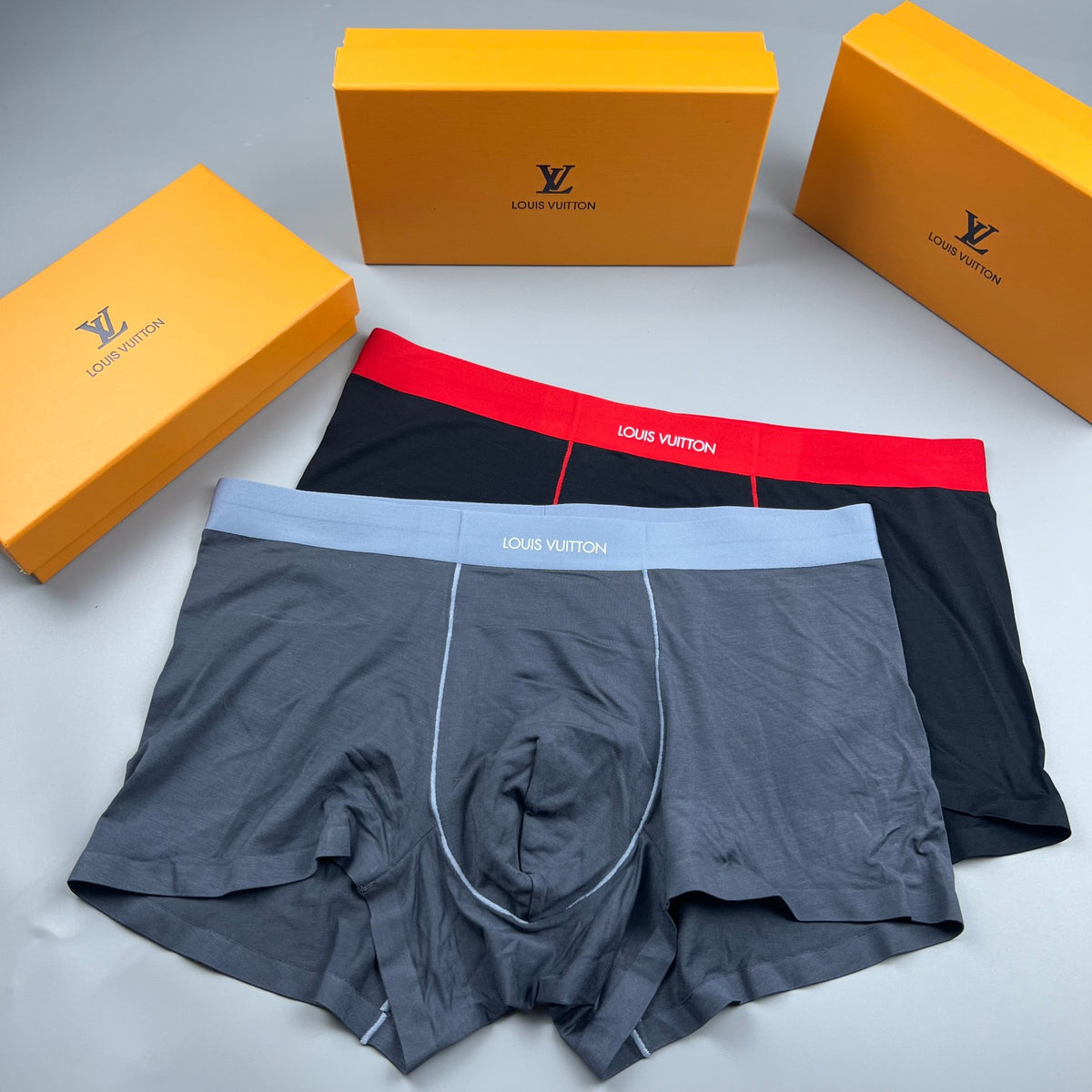 Louis Vuitton Navy Red Contrast Front Seam Boxer Briefs, image 5