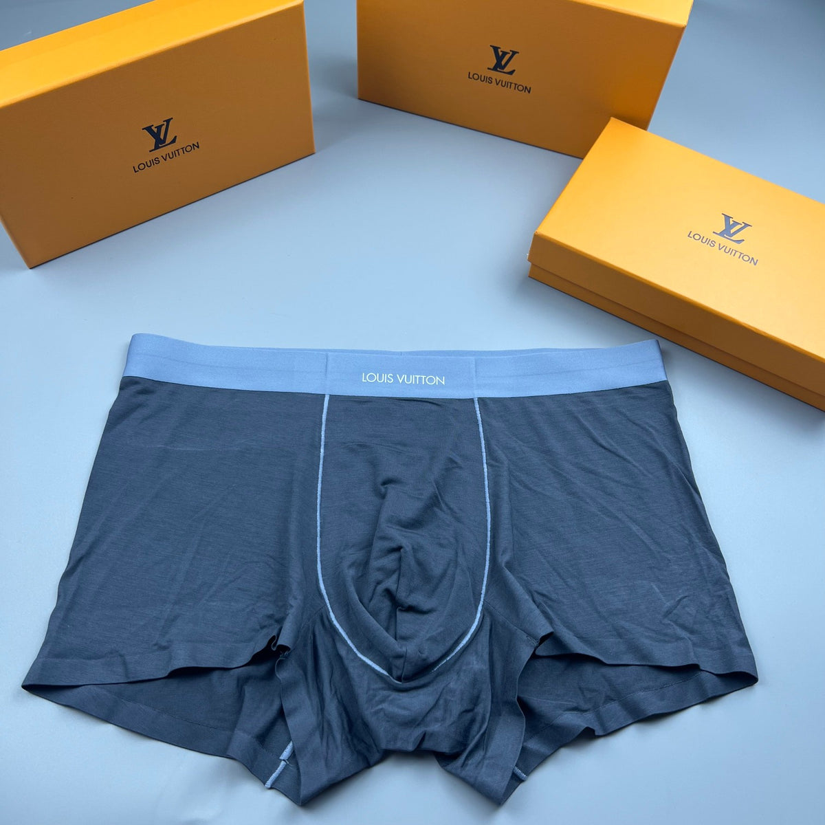 Louis Vuitton Navy Red Contrast Front Seam Boxer Briefs, image 2