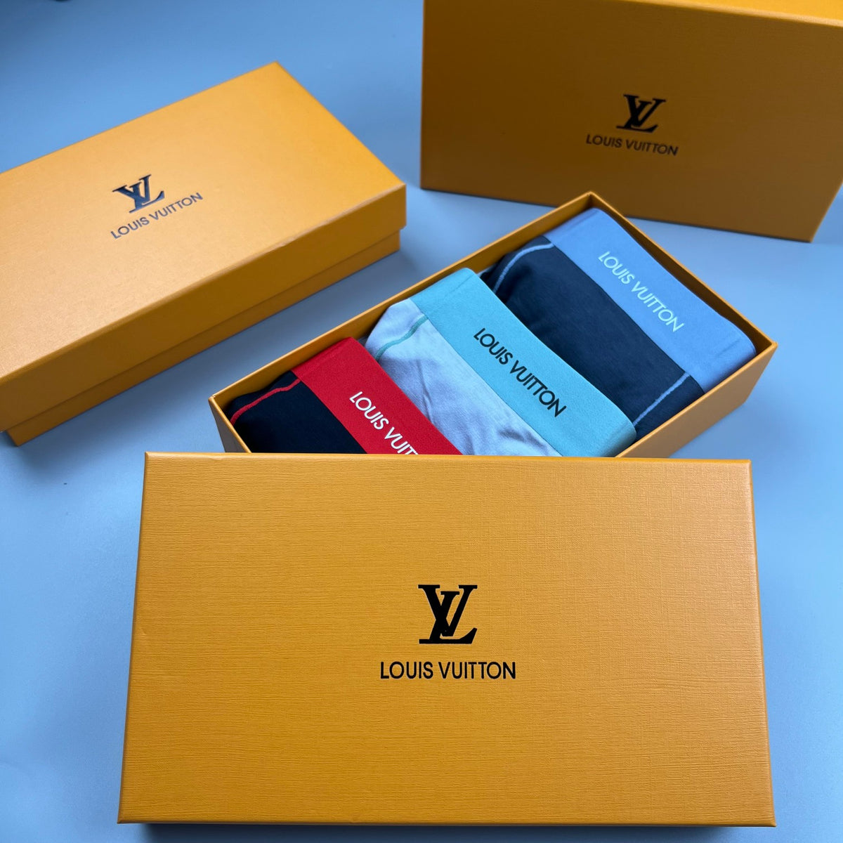 Louis Vuitton Navy Red Contrast Front Seam Boxer Briefs, image 8