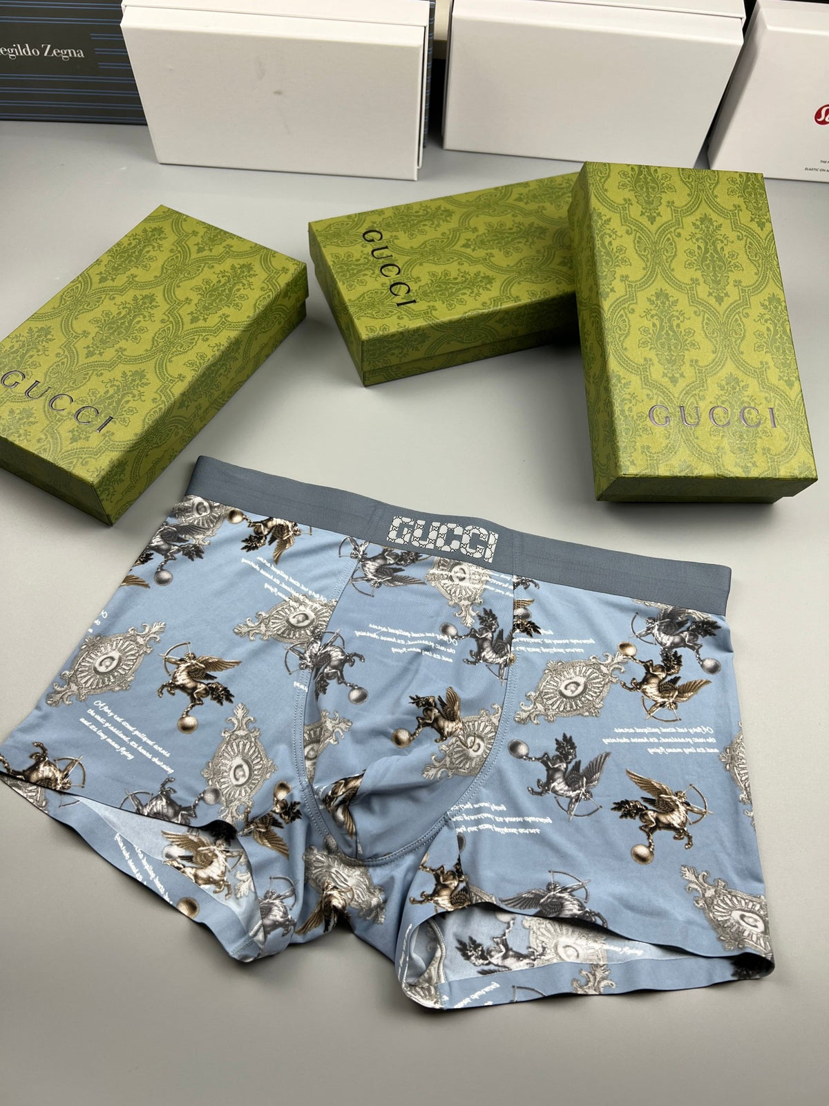 Gucci Grey Plaid Contrast Hem Boxer Briefs, image 3