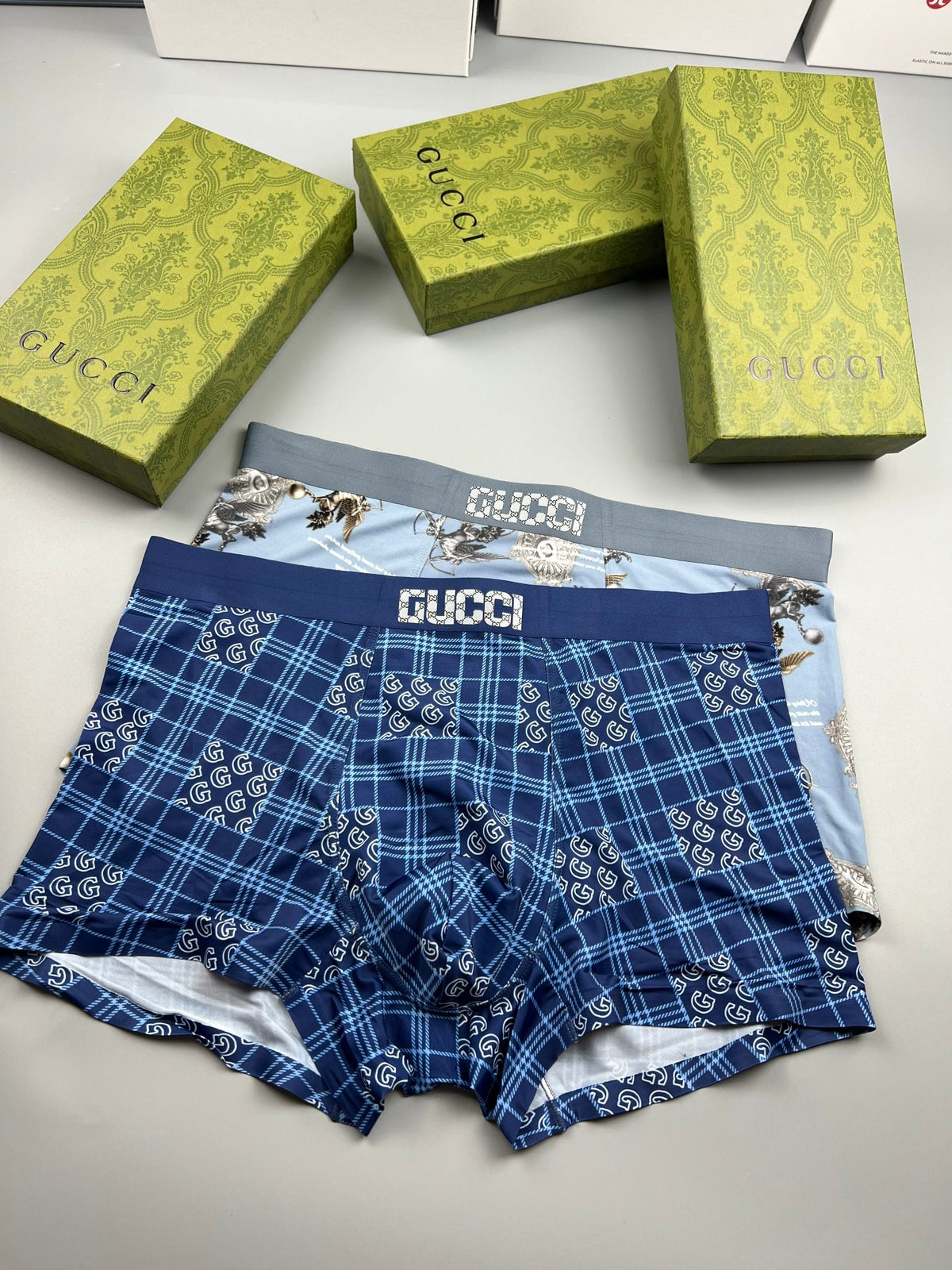 Gucci Grey Plaid Contrast Hem Boxer Briefs, image 5
