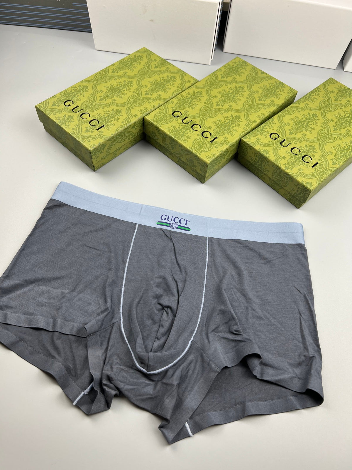 Gucci Green Plain Small Waist Lettering Boxer Briefs, image 3