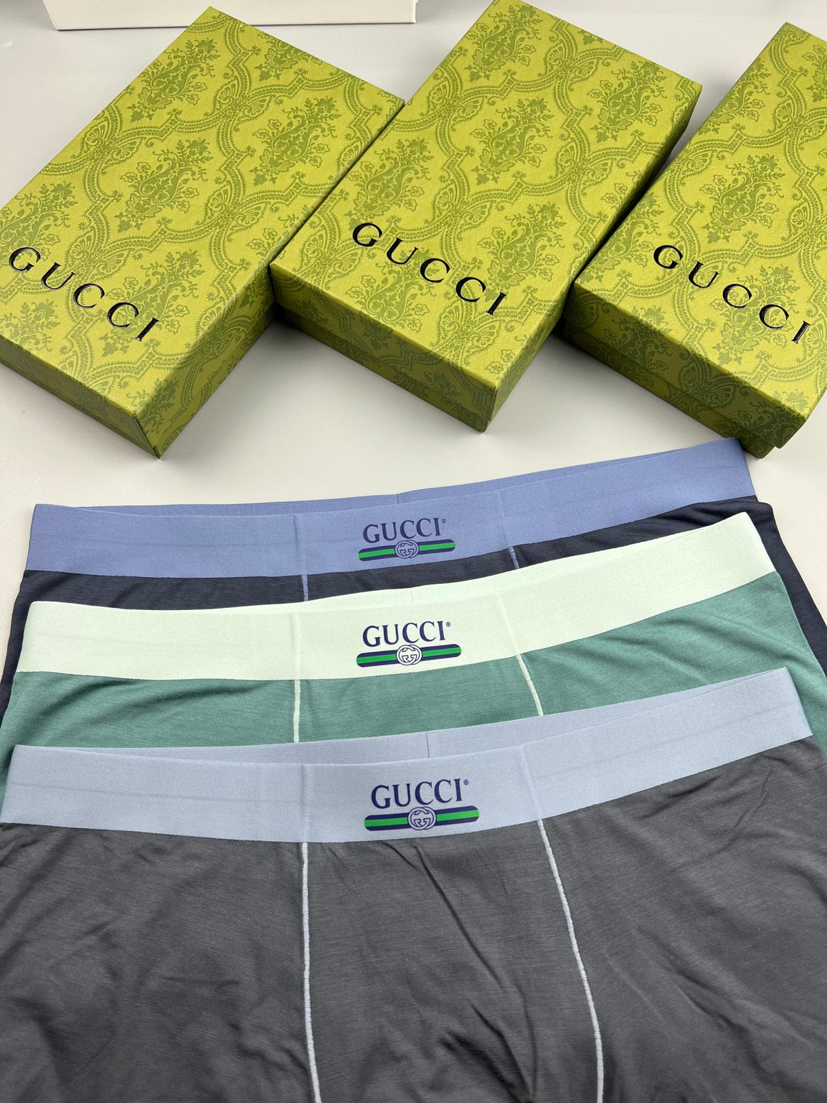 Gucci Green Plain Small Waist Lettering Boxer Briefs, image 4