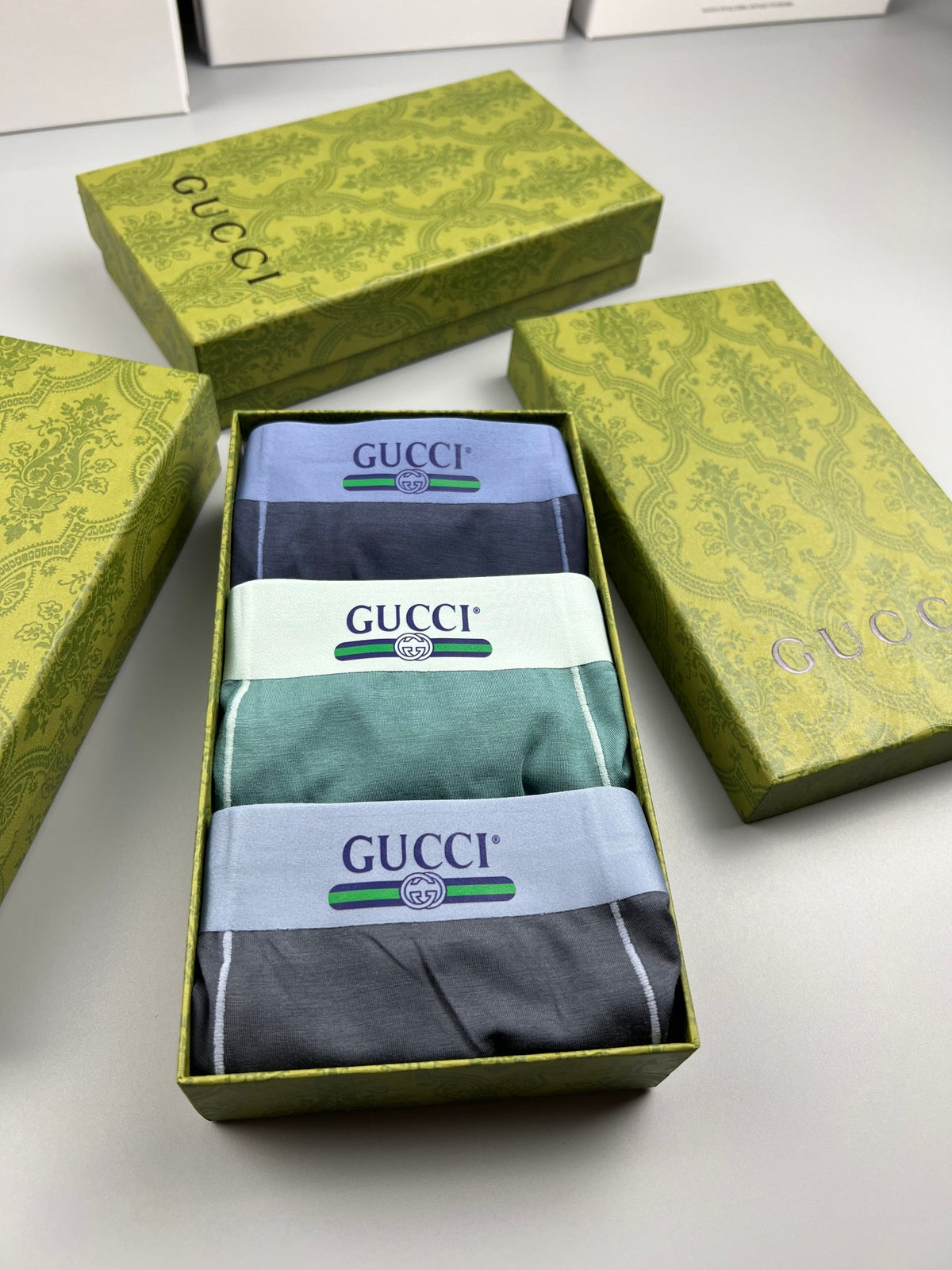 Gucci Green Plain Small Waist Lettering Boxer Briefs, image 9