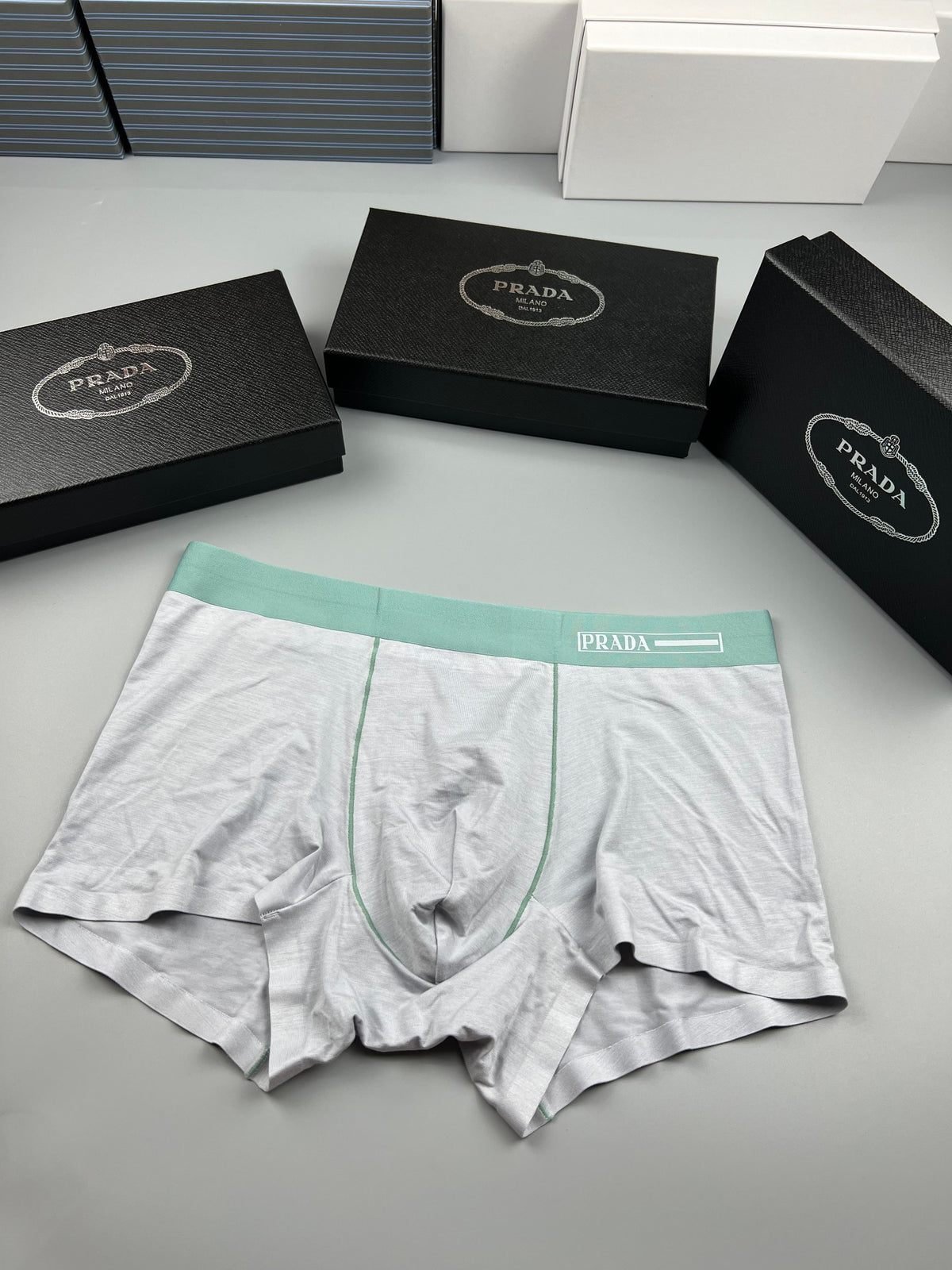 Prada Black Red Waist Contrast Seam Boxer Briefs, image 3