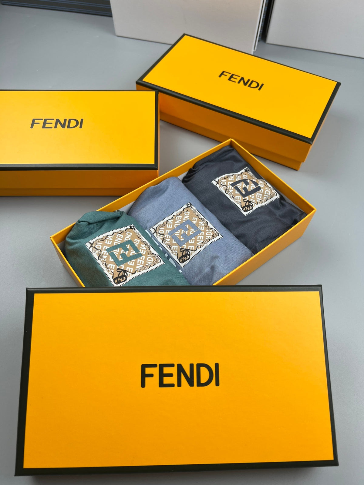 Fendi Grey Small Gold Square Letter Boxer Briefs, image 9