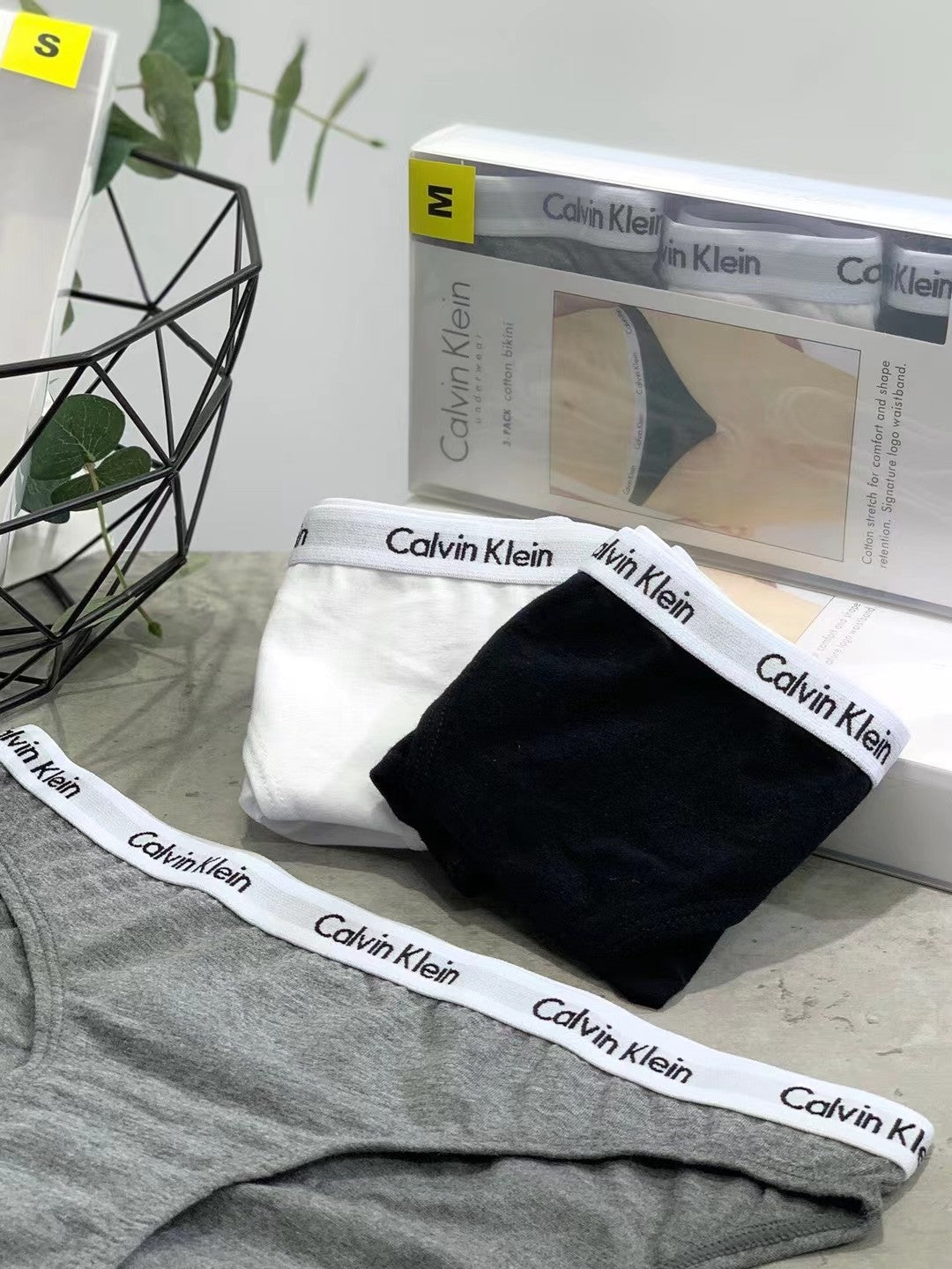 Calvin Klein White Grey Broad Bands Women's Briefs, image 3