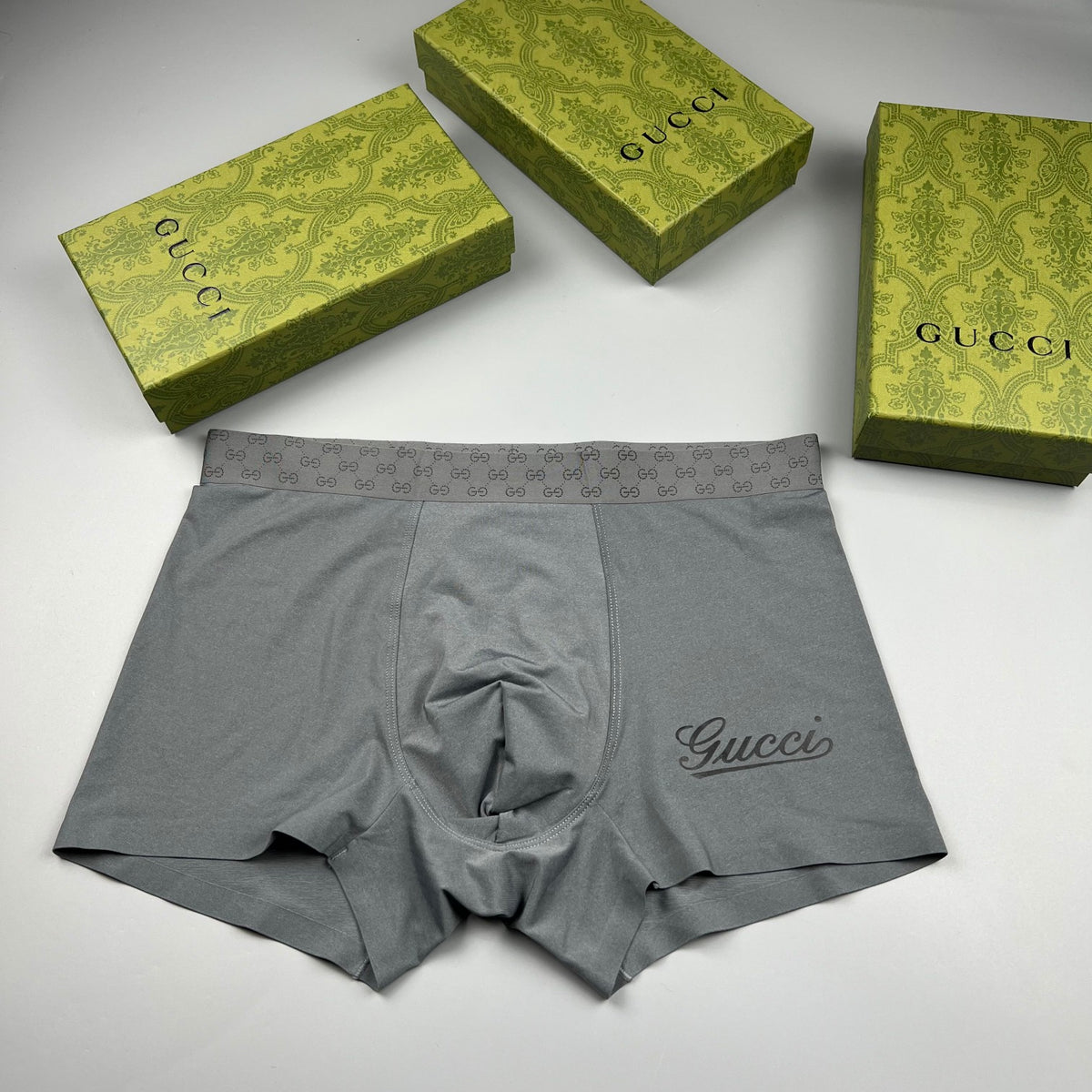 Gucci Grey Dark Tonal Leg Letters Boxer Briefs, image 1
