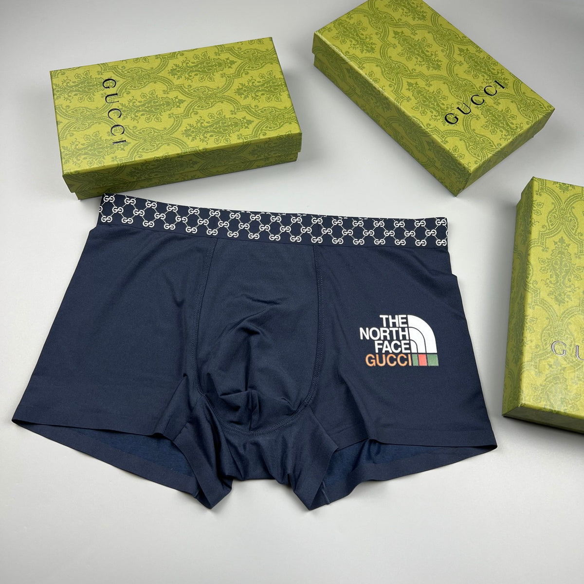 Gucci Black Checker Waist Gold Emblem Boxer Briefs, image 2