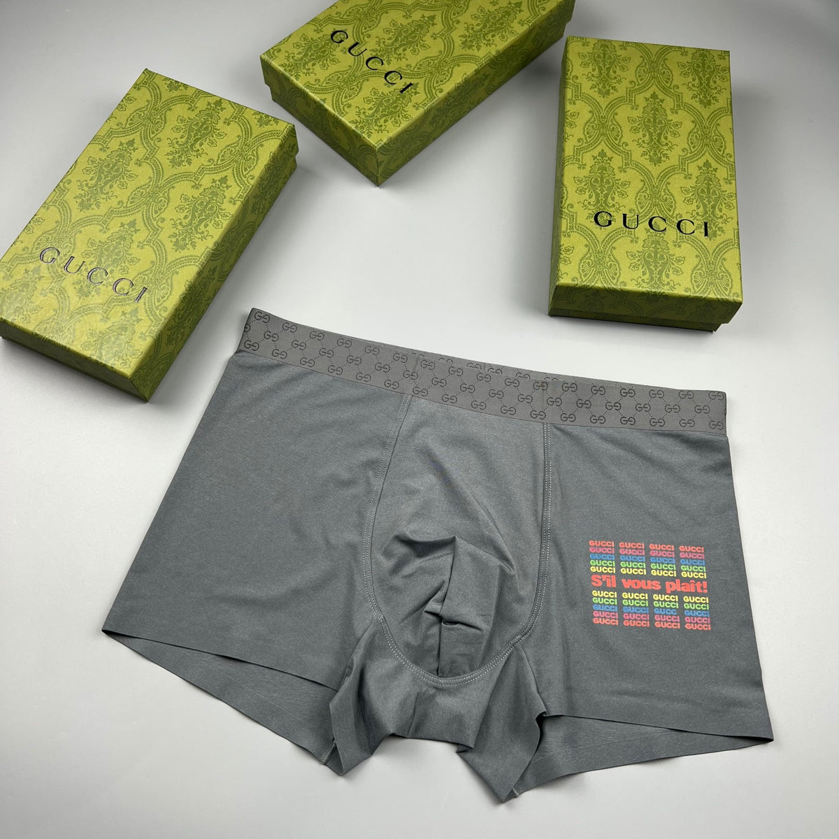 Gucci Navy Checkerboard Multicolour Patch Boxer Briefs, image 2