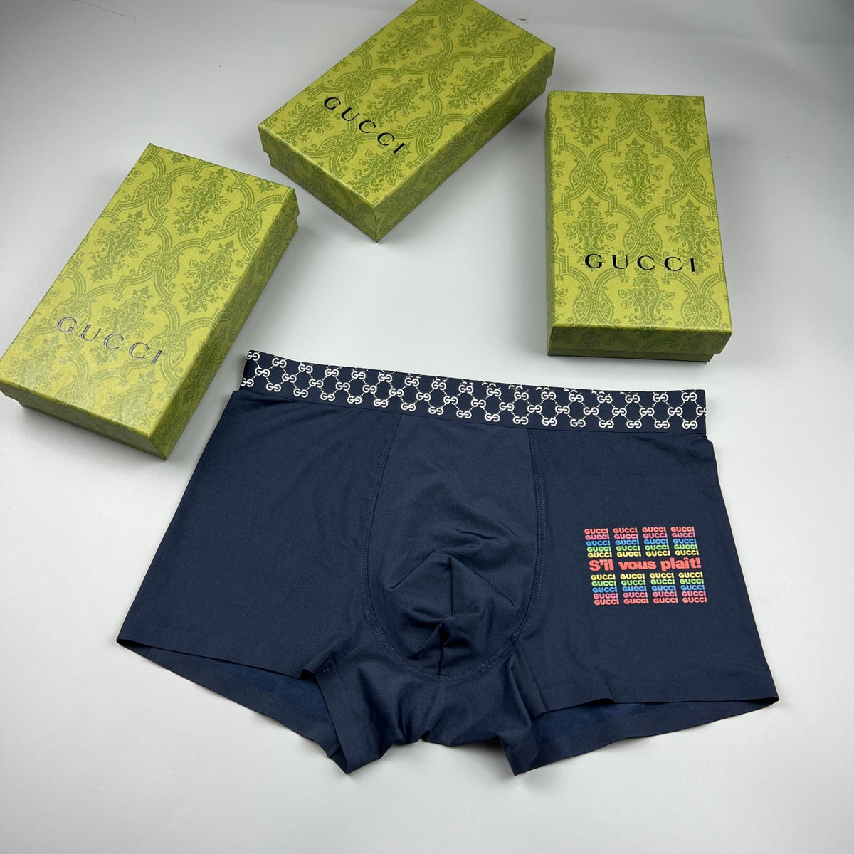 Gucci Navy Checkerboard Multicolour Patch Boxer Briefs, image 1