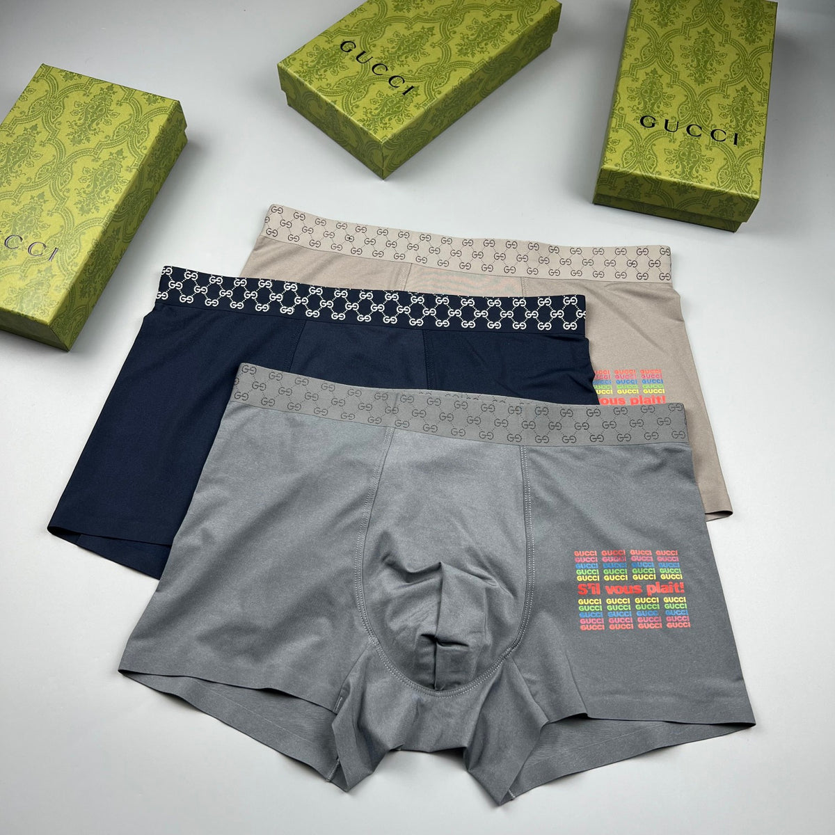 Gucci Navy Checkerboard Multicolour Patch Boxer Briefs, image 6