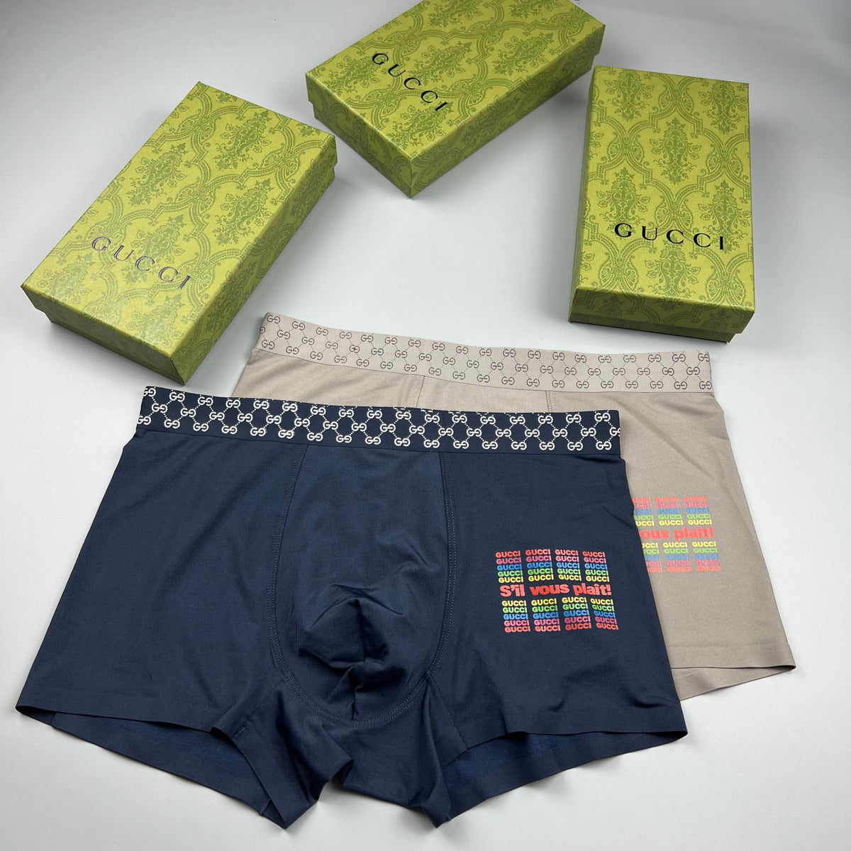 Gucci Navy Checkerboard Multicolour Patch Boxer Briefs, image 5