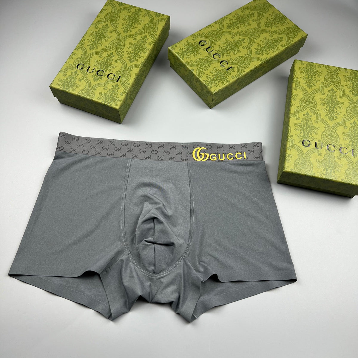 Gucci Grey Small Gold Waist Letters Boxer Briefs, image 1