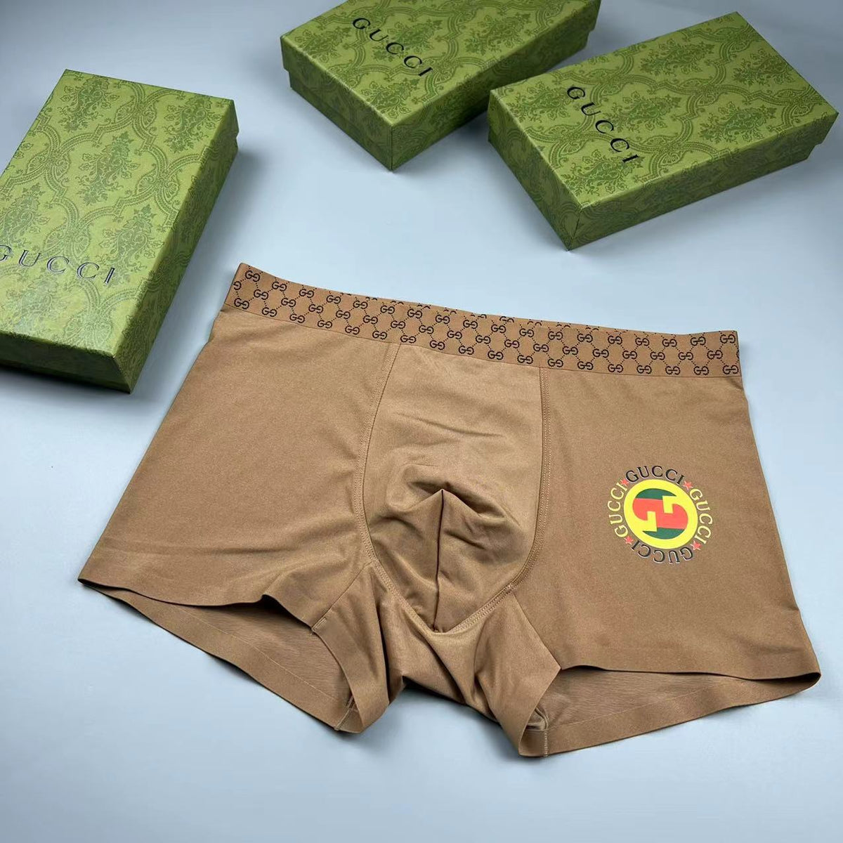 Gucci Black Checker Waist Crest Boxer Briefs, image 2