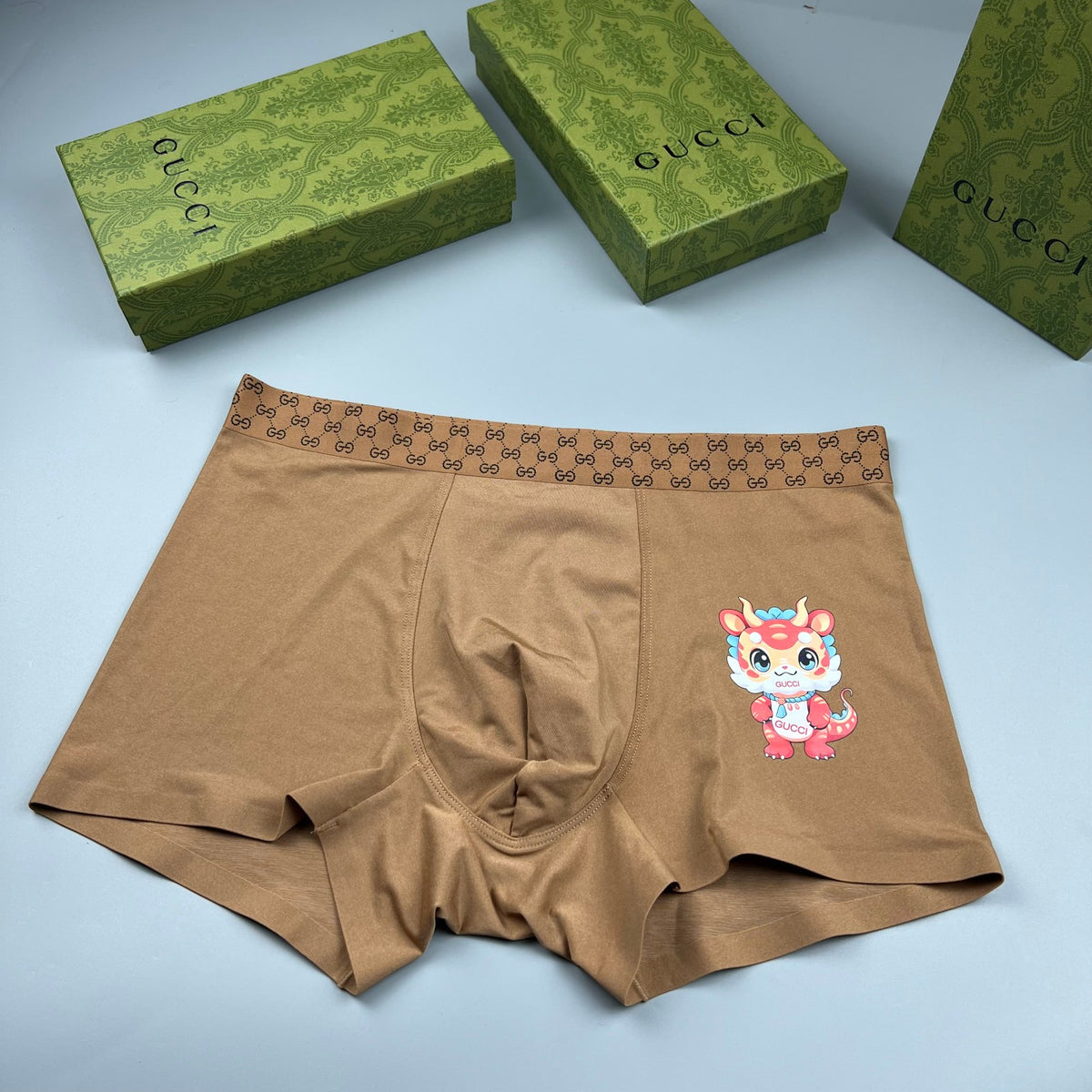Gucci Brown Small Cartoon Flower Boxer Briefs, image 1