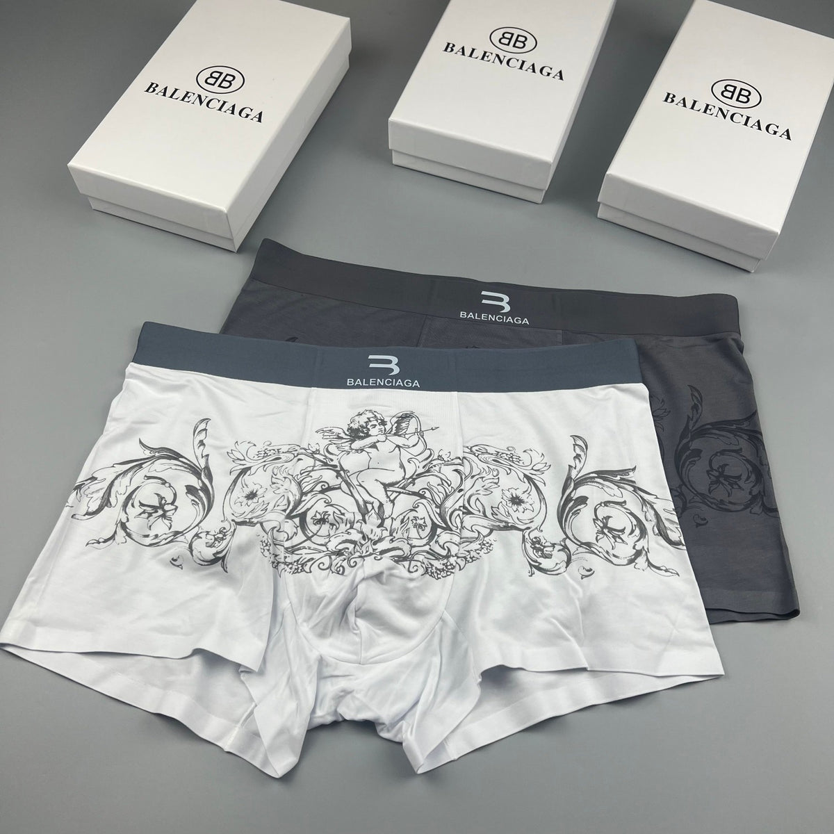 Balenciaga White Ornamental Fine Line Pattern Boxer Briefs, image 5