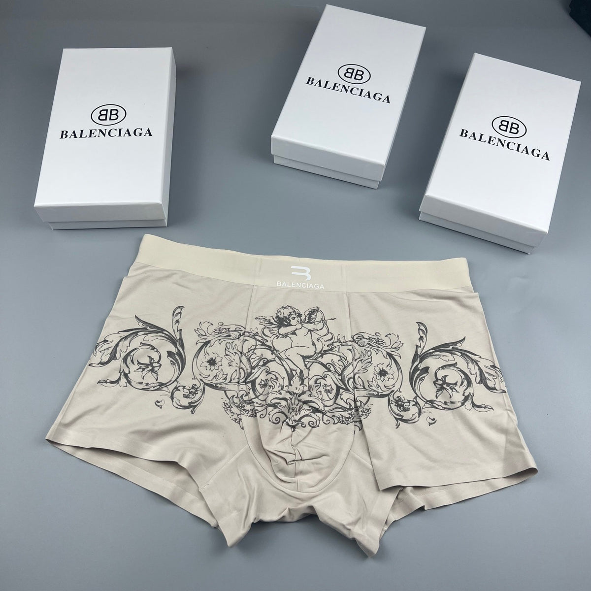 Balenciaga White Ornamental Fine Line Pattern Boxer Briefs, image 2