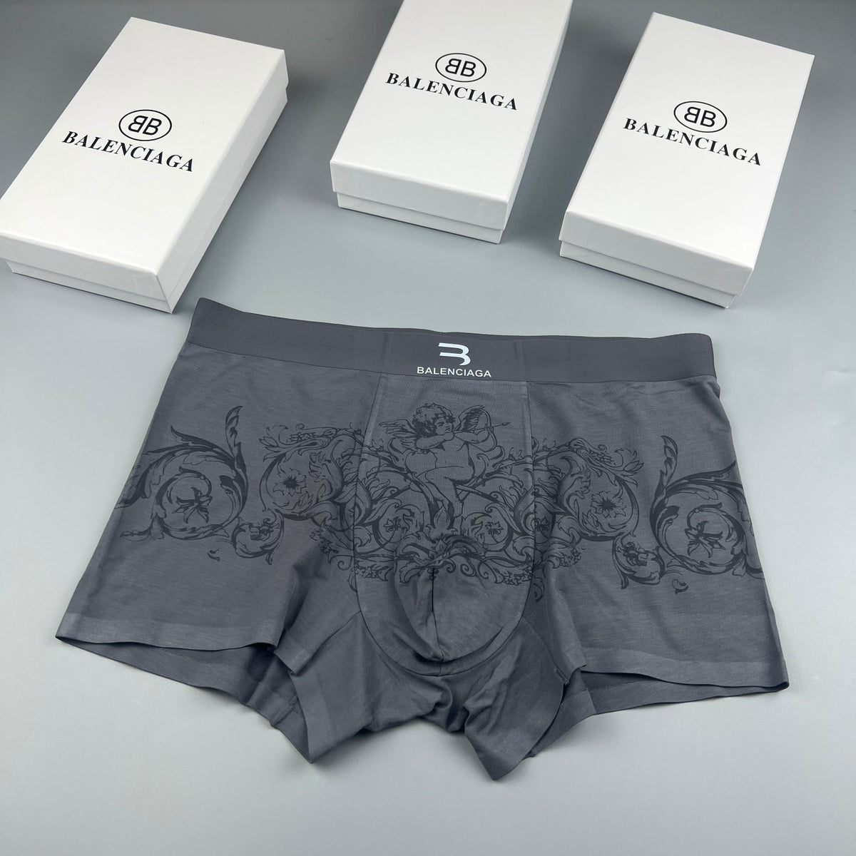 Balenciaga White Ornamental Fine Line Pattern Boxer Briefs, image 3
