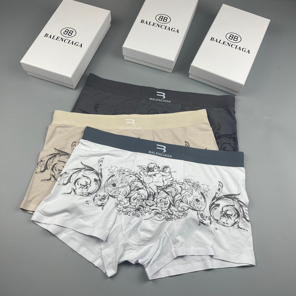 Balenciaga White Ornamental Fine Line Pattern Boxer Briefs, image 6