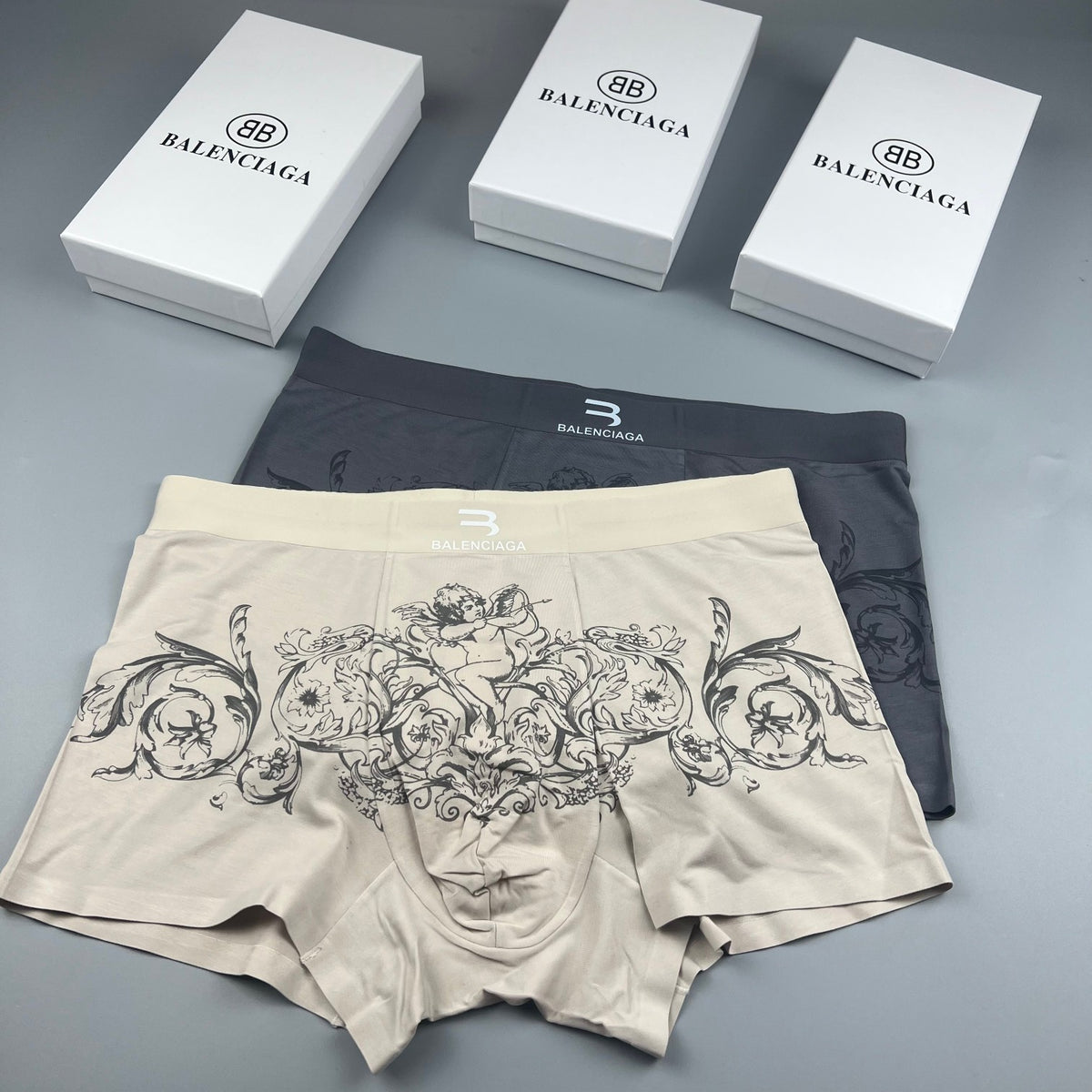 Balenciaga White Ornamental Fine Line Pattern Boxer Briefs, image 4