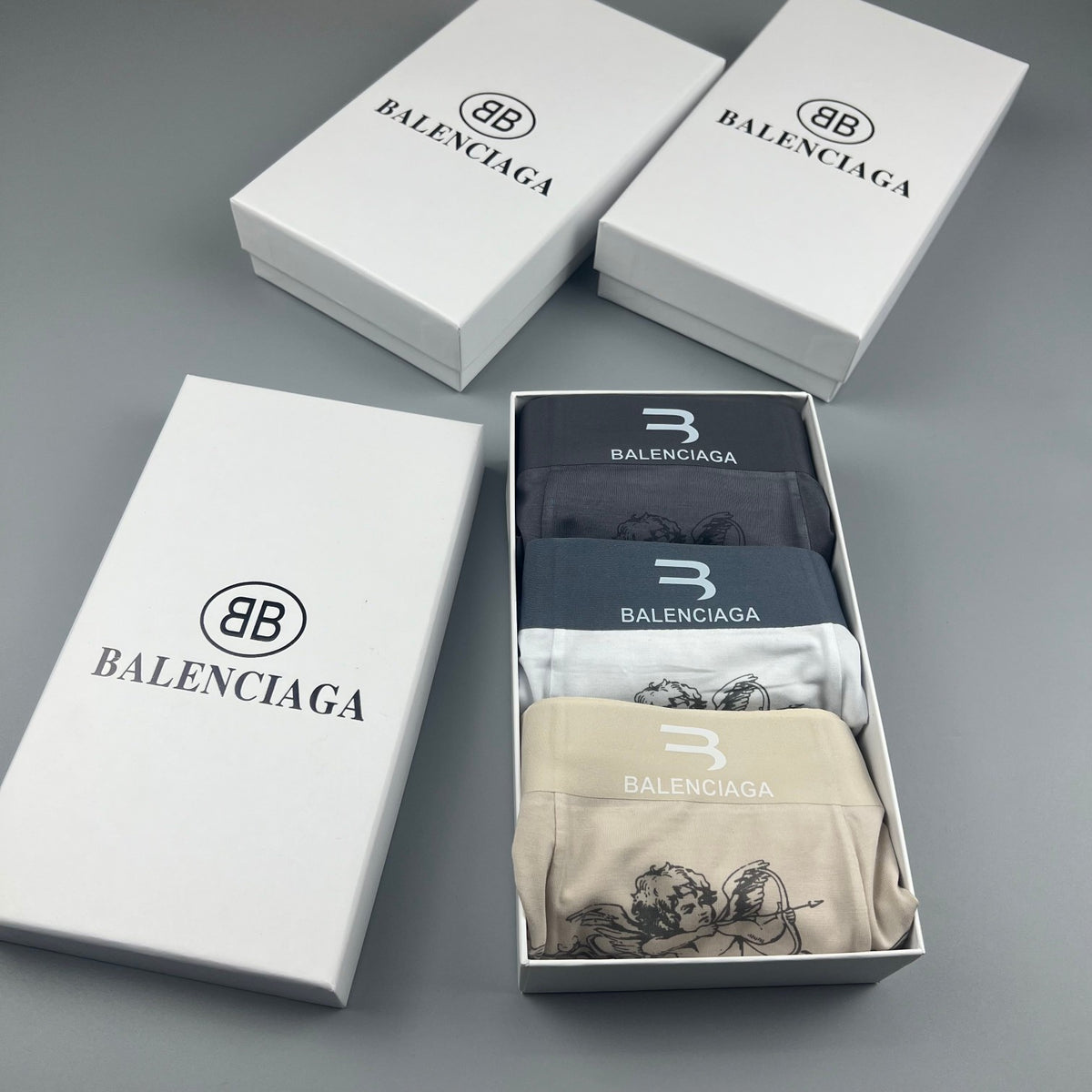 Balenciaga White Ornamental Fine Line Pattern Boxer Briefs, image 9