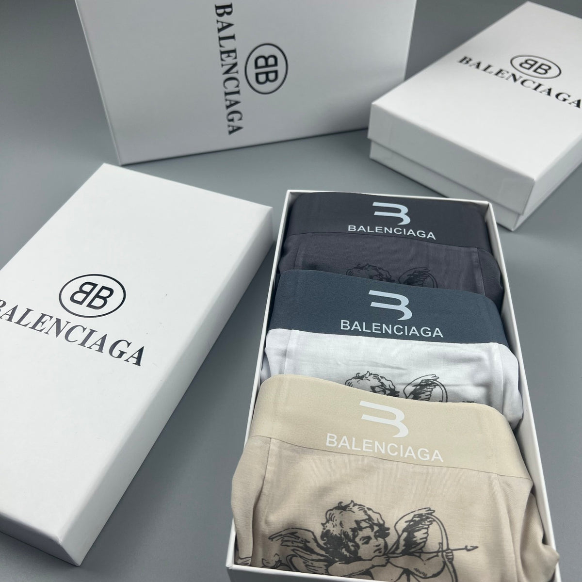 Balenciaga White Ornamental Fine Line Pattern Boxer Briefs, image 8