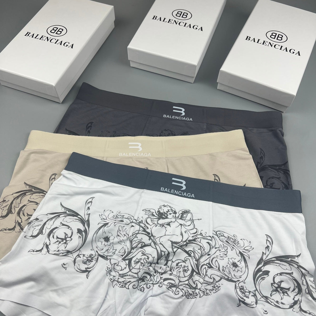 Balenciaga White Ornamental Fine Line Pattern Boxer Briefs, image 7