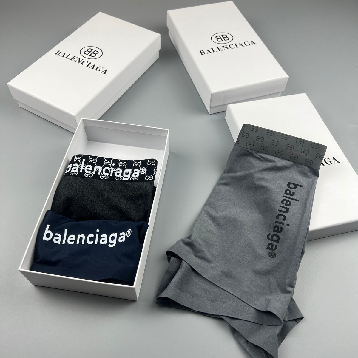 Balenciaga Black Checker Waist White Text Boxer Briefs, image 7