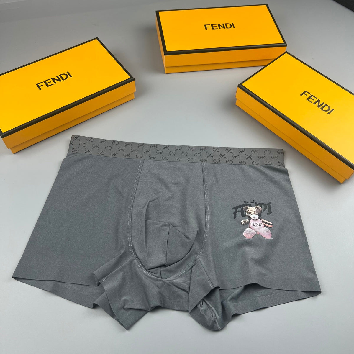 Fendi Grey Small Cartoon Face Boxer Briefs, image 2