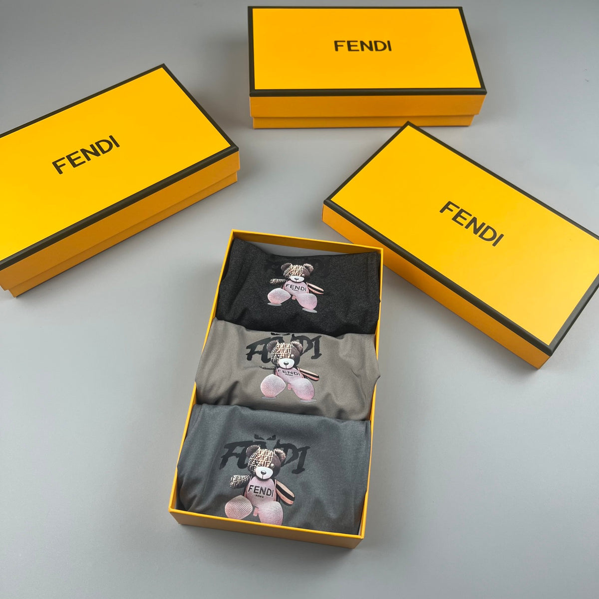 Fendi Grey Small Cartoon Face Boxer Briefs, image 8