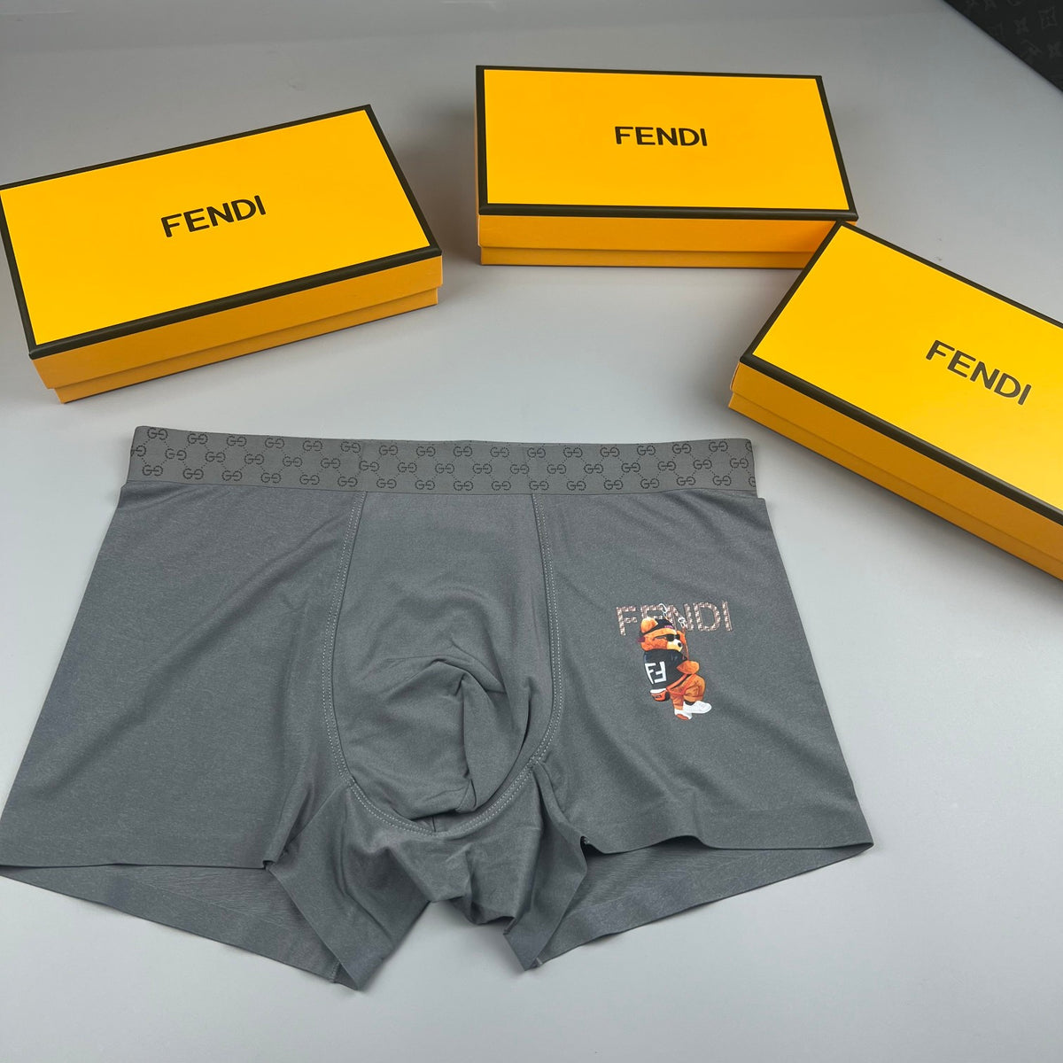 Fendi Grey Small Colourful Character Boxer Briefs, image 1