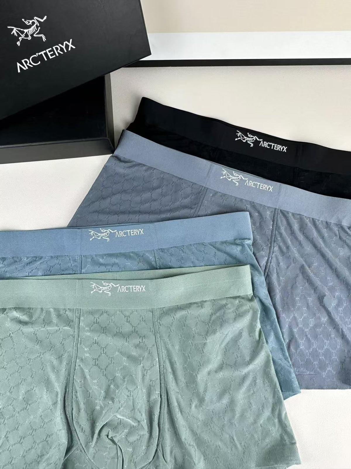 Arc'teryx Grey Green Black Fine Waist Text Boxer Briefs, image 4