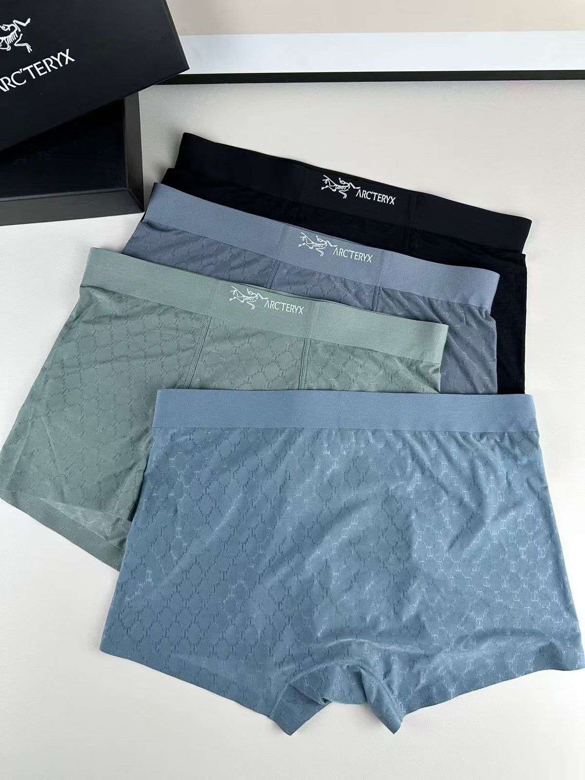 Arc'teryx Grey Green Black Fine Waist Text Boxer Briefs, image 6