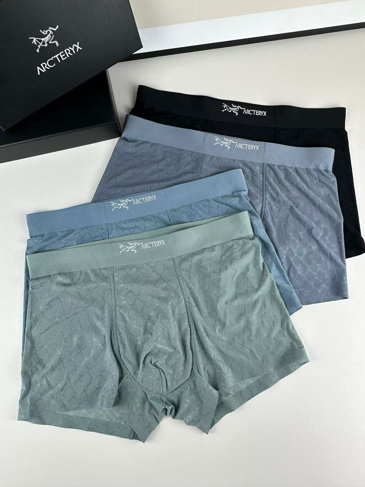 Arc'teryx Grey Green Black Fine Waist Text Boxer Briefs, image 1
