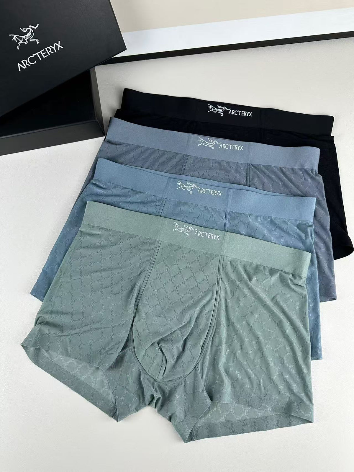 Arc'teryx Grey Green Black Fine Waist Text Boxer Briefs, image 3