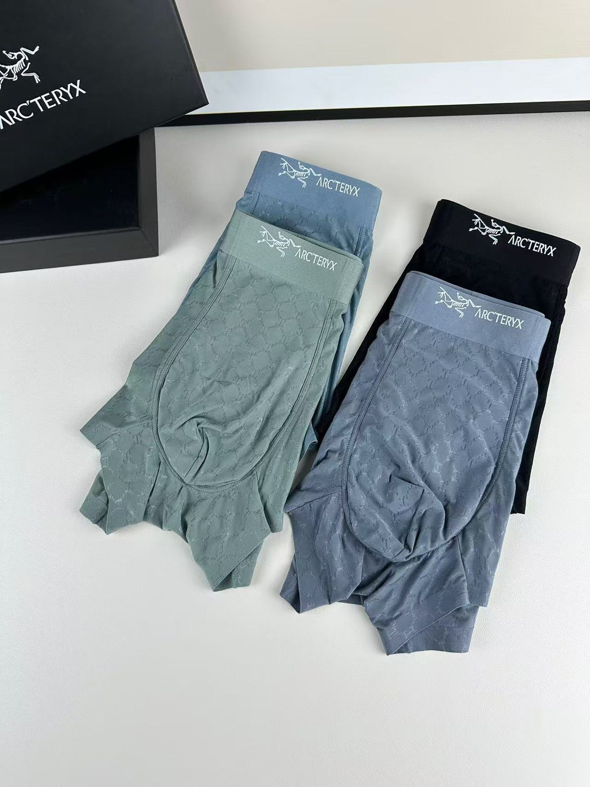 Arc'teryx Grey Green Black Fine Waist Text Boxer Briefs, image 5