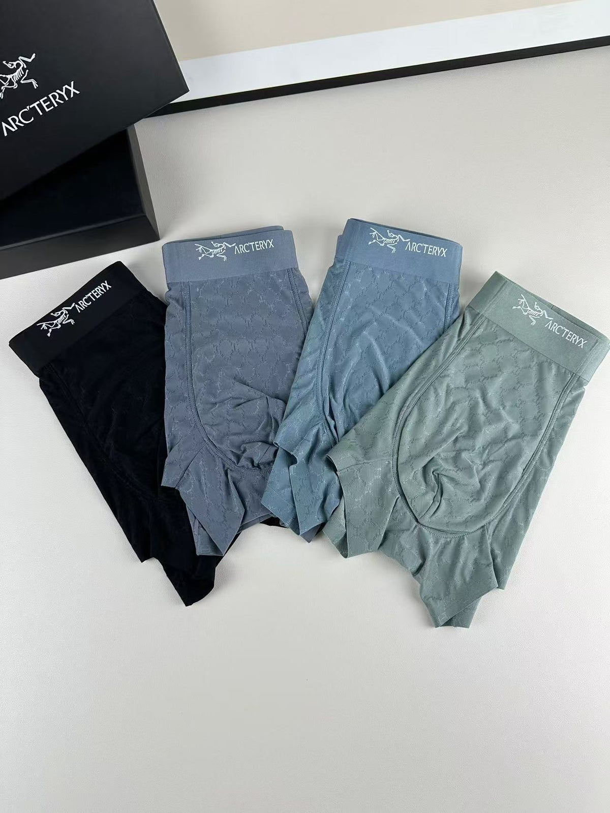 Arc'teryx Grey Green Black Fine Waist Text Boxer Briefs, image 9
