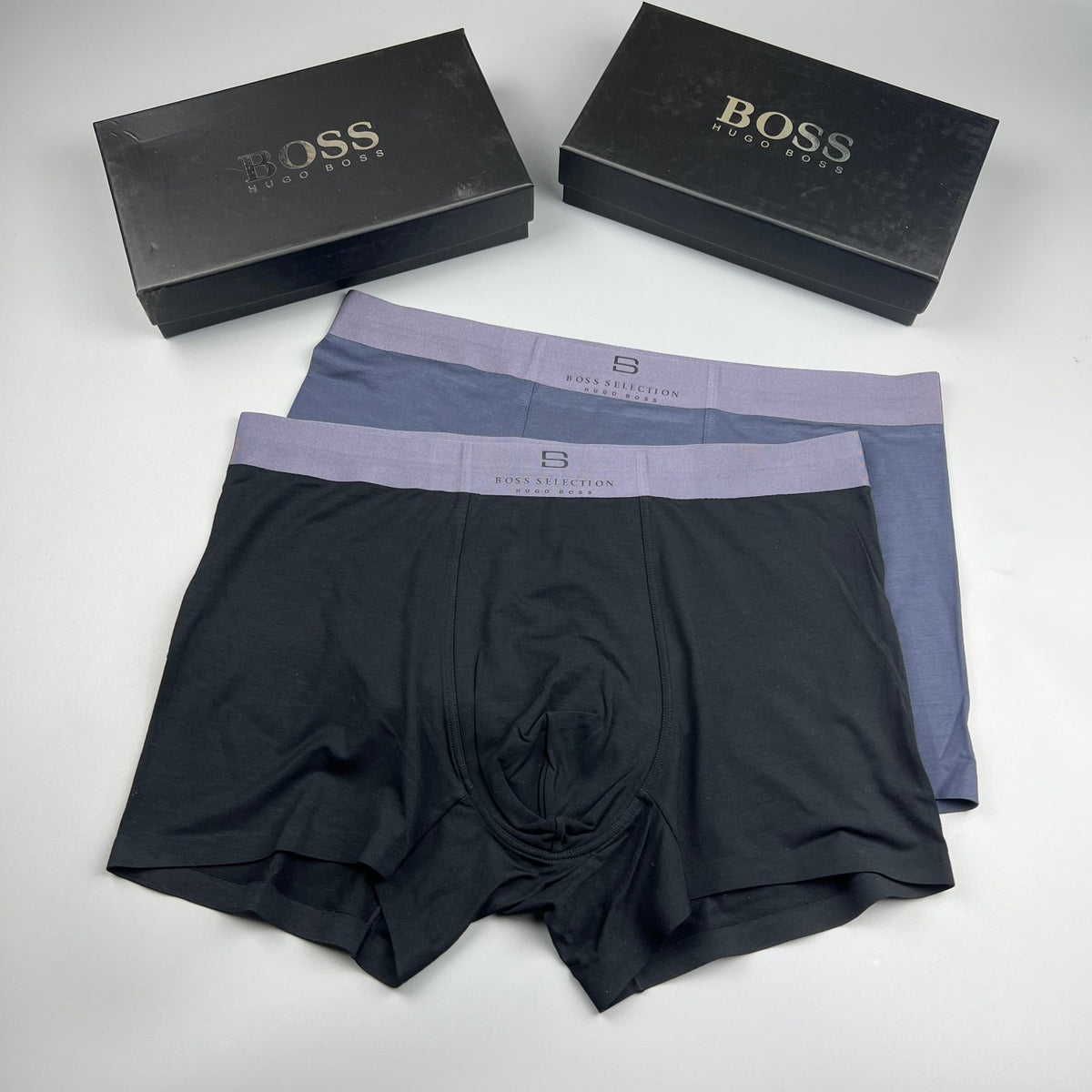 BOSS Plain Dark Boxer Briefs with Tonal Band, gallery image 14