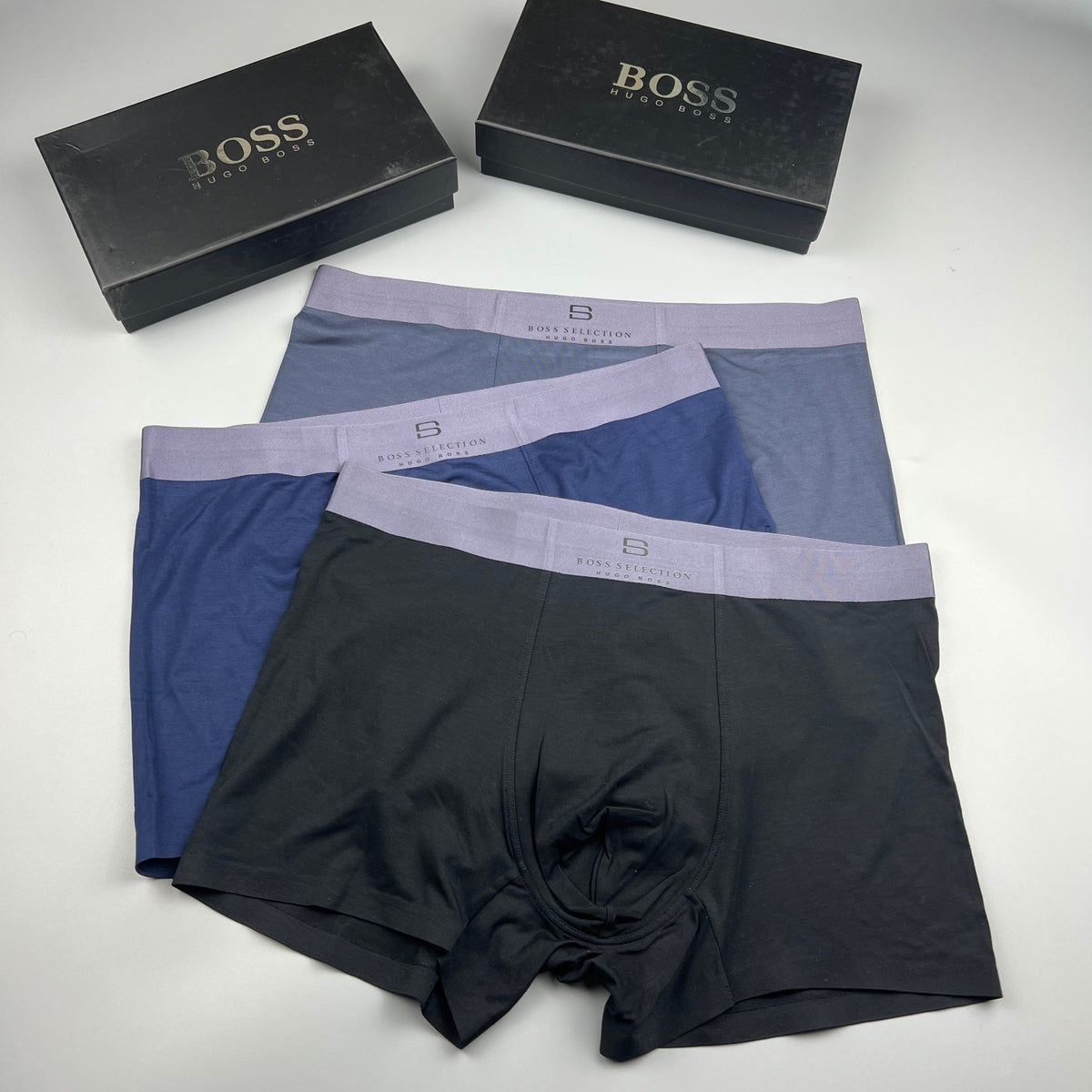BOSS Plain Dark Boxer Briefs with Tonal Band, gallery image 16