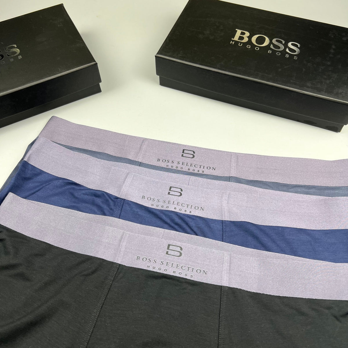 BOSS Plain Dark Boxer Briefs with Tonal Band, gallery image 15