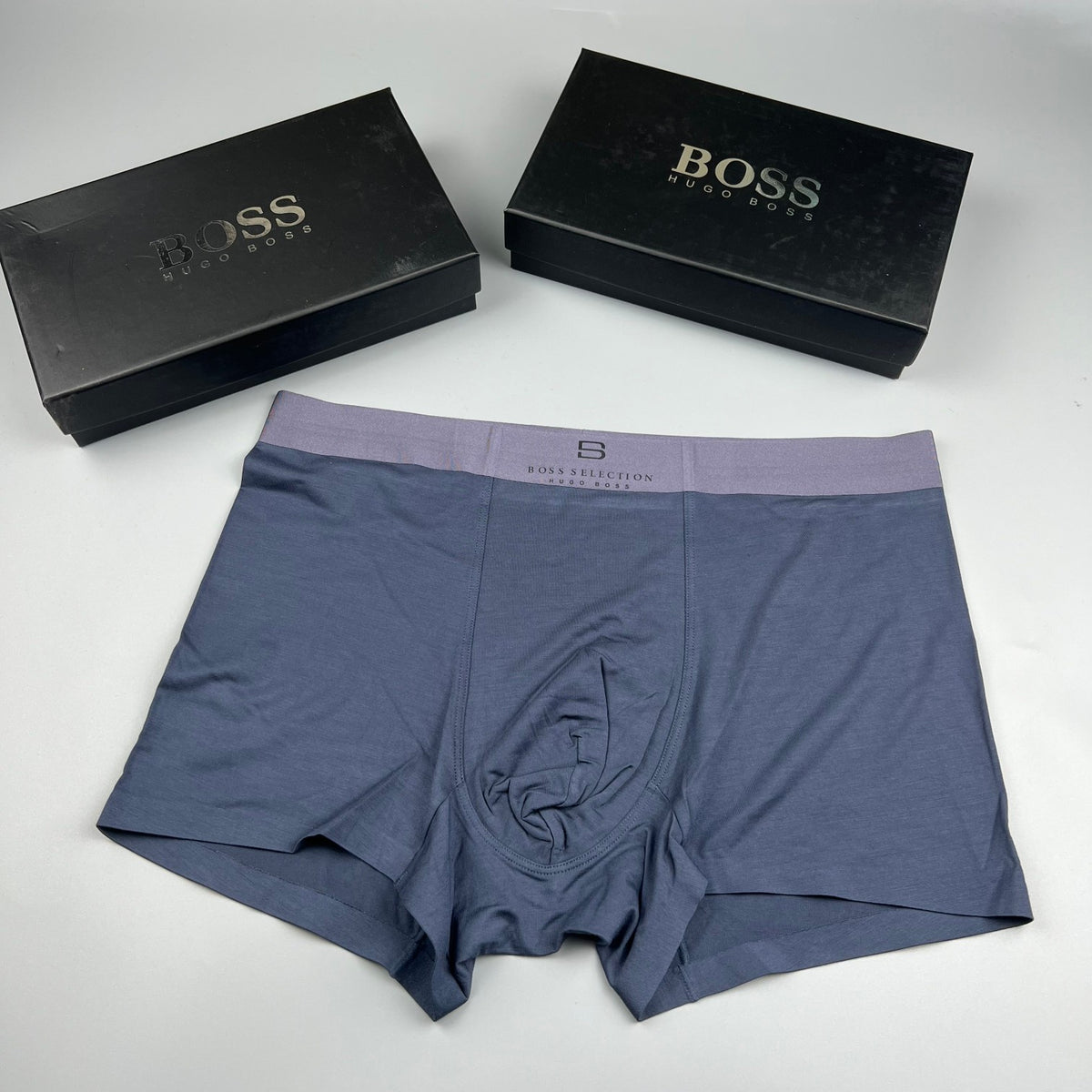 BOSS Plain Dark Boxer Briefs with Tonal Band, gallery image 12