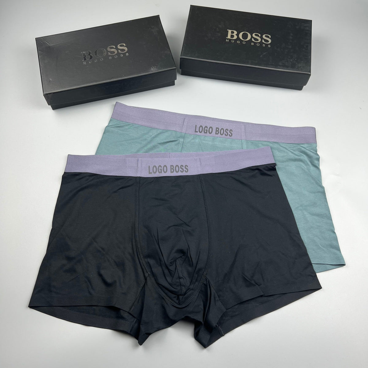 BOSS Plain Dark Boxer Briefs with Tonal Band, gallery image 5