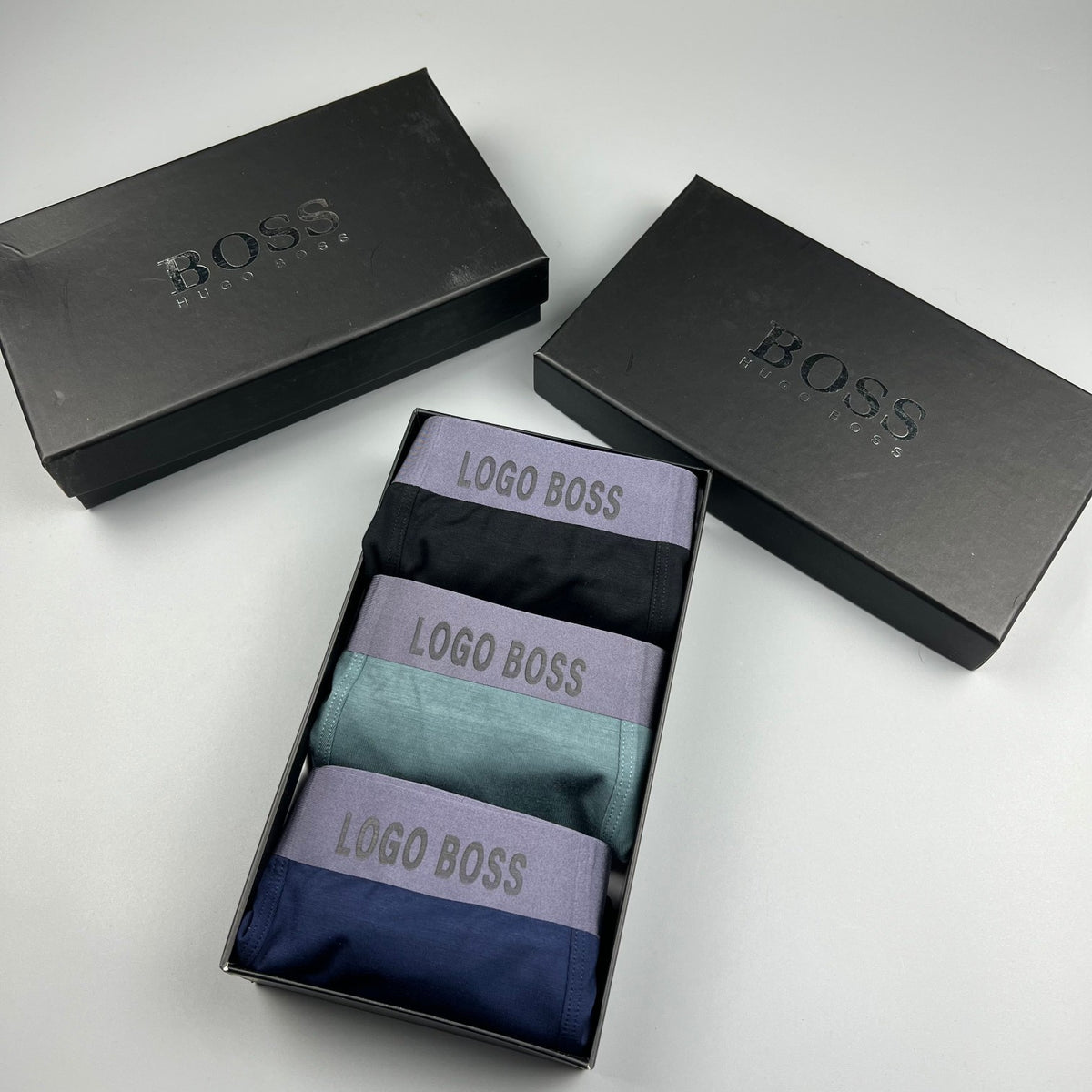 BOSS Plain Dark Boxer Briefs with Tonal Band, gallery image 9