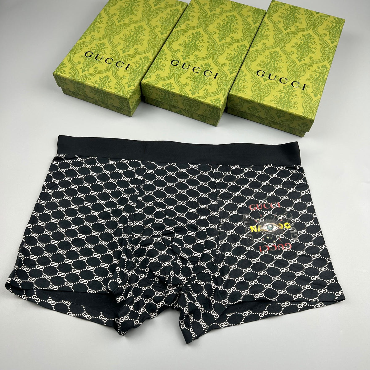 Gucci Black Geometric Repeat Pattern Boxer Briefs, image 1