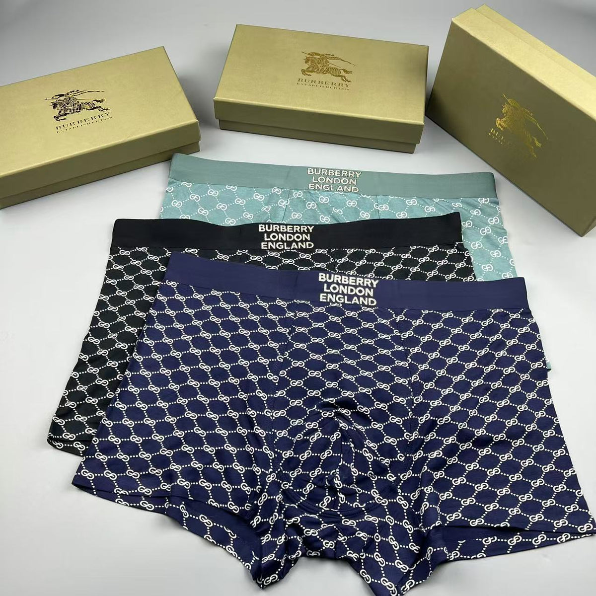 Burberry Black White Repeating Geometric Print Boxer Briefs, image 6