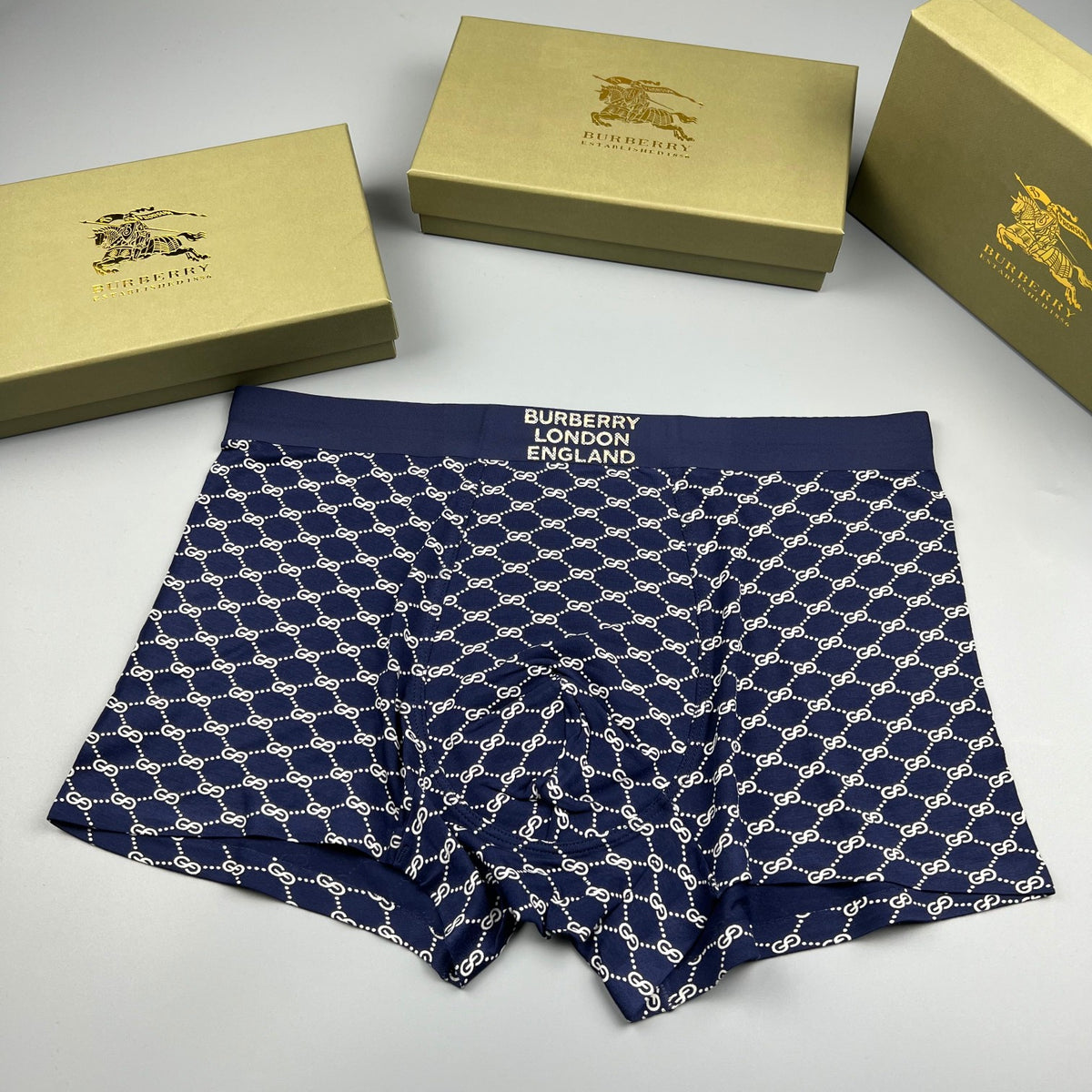 Burberry Black White Repeating Geometric Print Boxer Briefs, image 2
